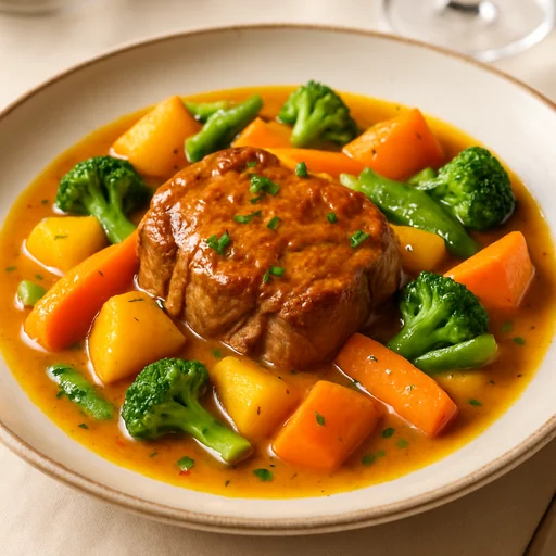 Жаркое из телятины с шафраном и овощами