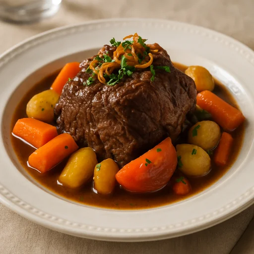 Томлёная говядина с овощами и луком